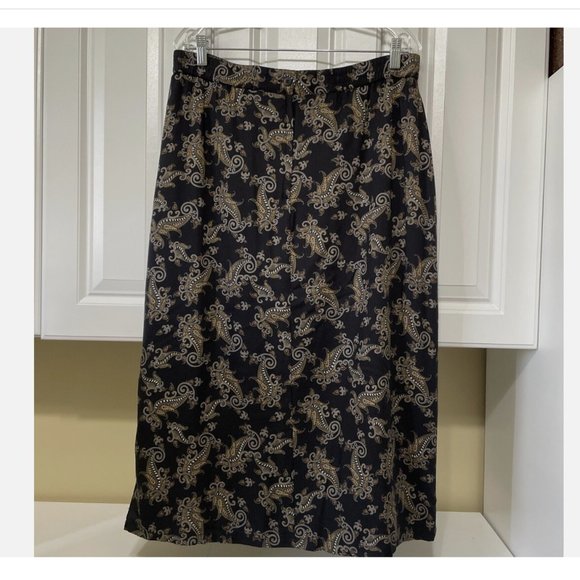 Bice Size 16 Women’s Black and Gold Skirt Paisley Pattern Lined Maxi - Picture 1 of 9